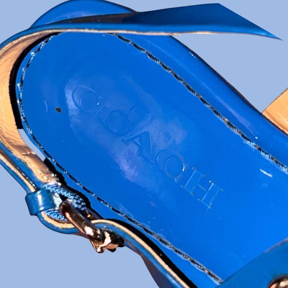 Coach Women's Blue 'Caterine' Sandals with Gold Accents Size 6B - Picture 2 of 5